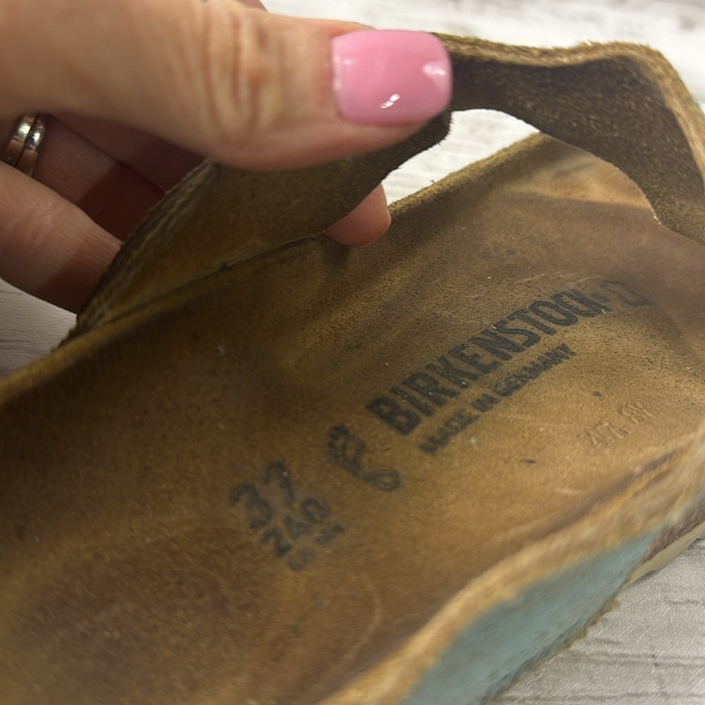 Birkenstock Women’s Gizeh Washed Metallic Aqua Thong Flip Flop Sandal Size 37 - Picture 4 of 5